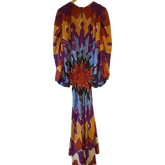 Stella Jean Pleated Tie Dye Blouson Midi Dress Size 46 or US Size 10 - Picture 8 of 11
